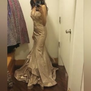 BRAND NEW with tags. Gold sparkle gown. Size 0. Prom dress
